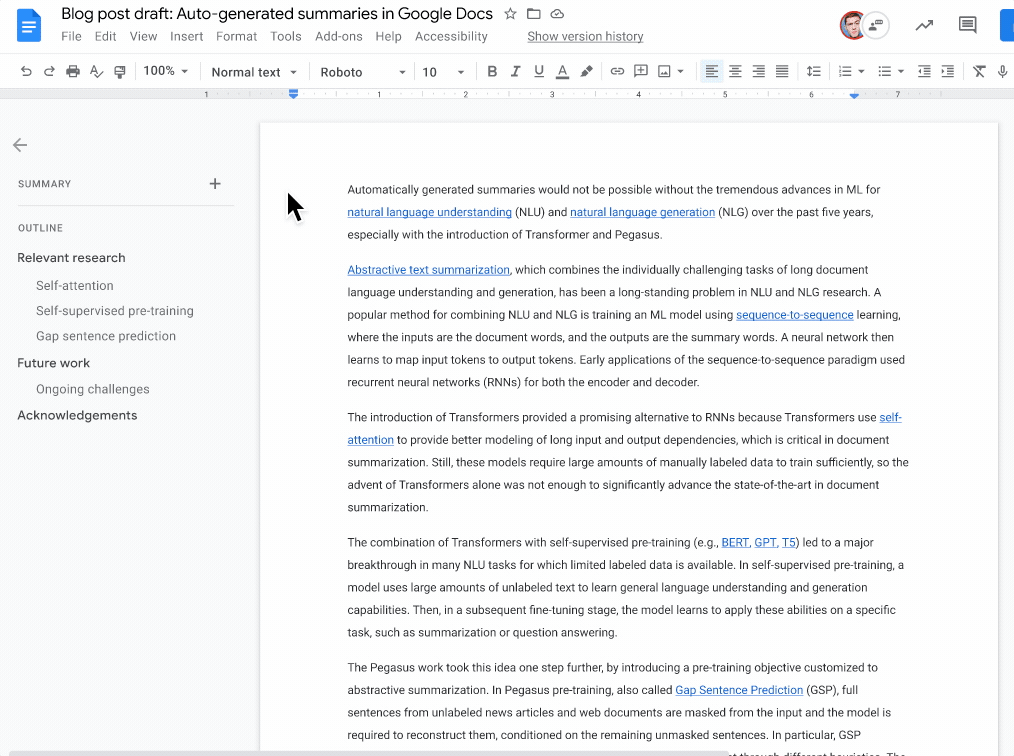 Visual example from An AI that Automatically Summarizes your Documents